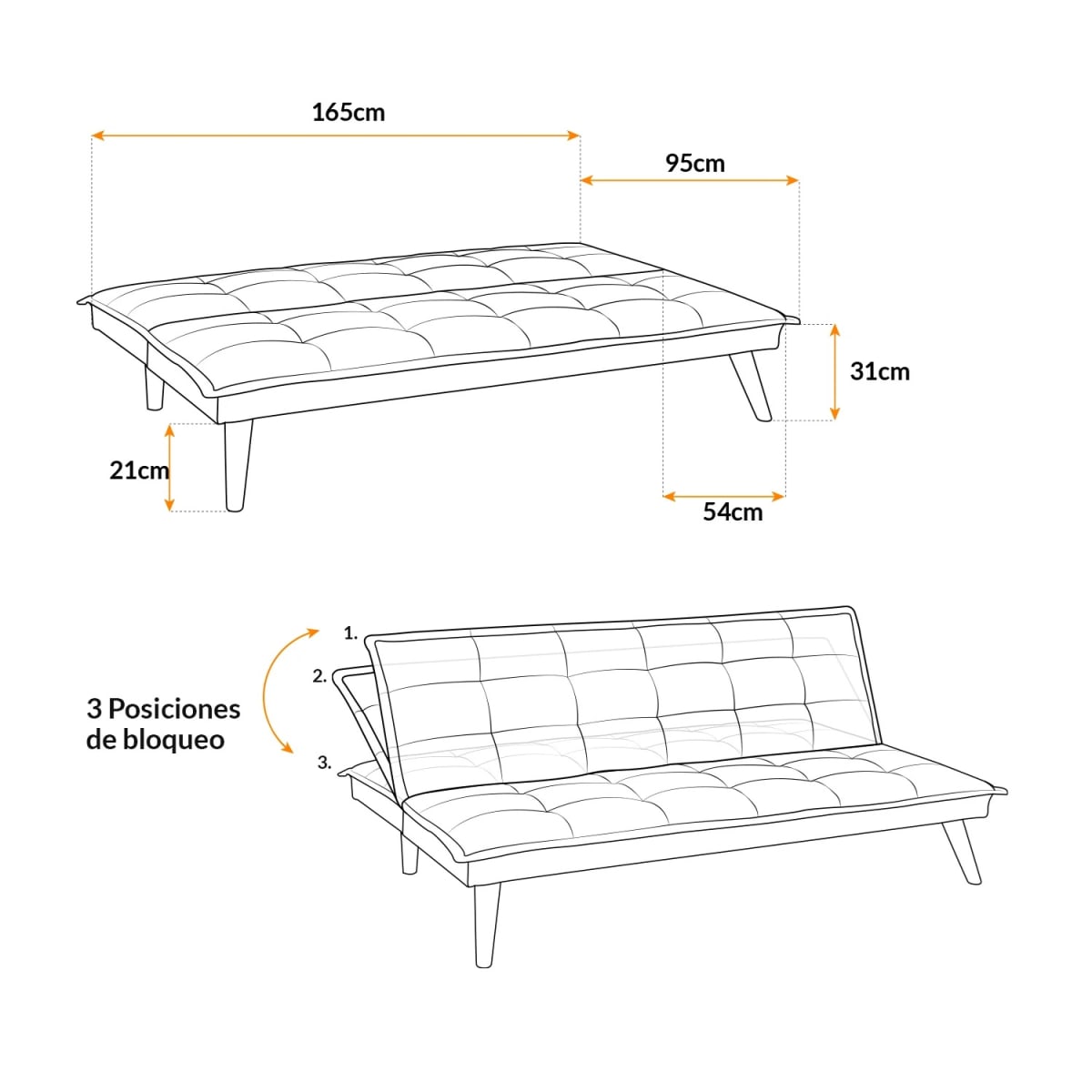 Sofá Cama Florencia Negro möbelArt